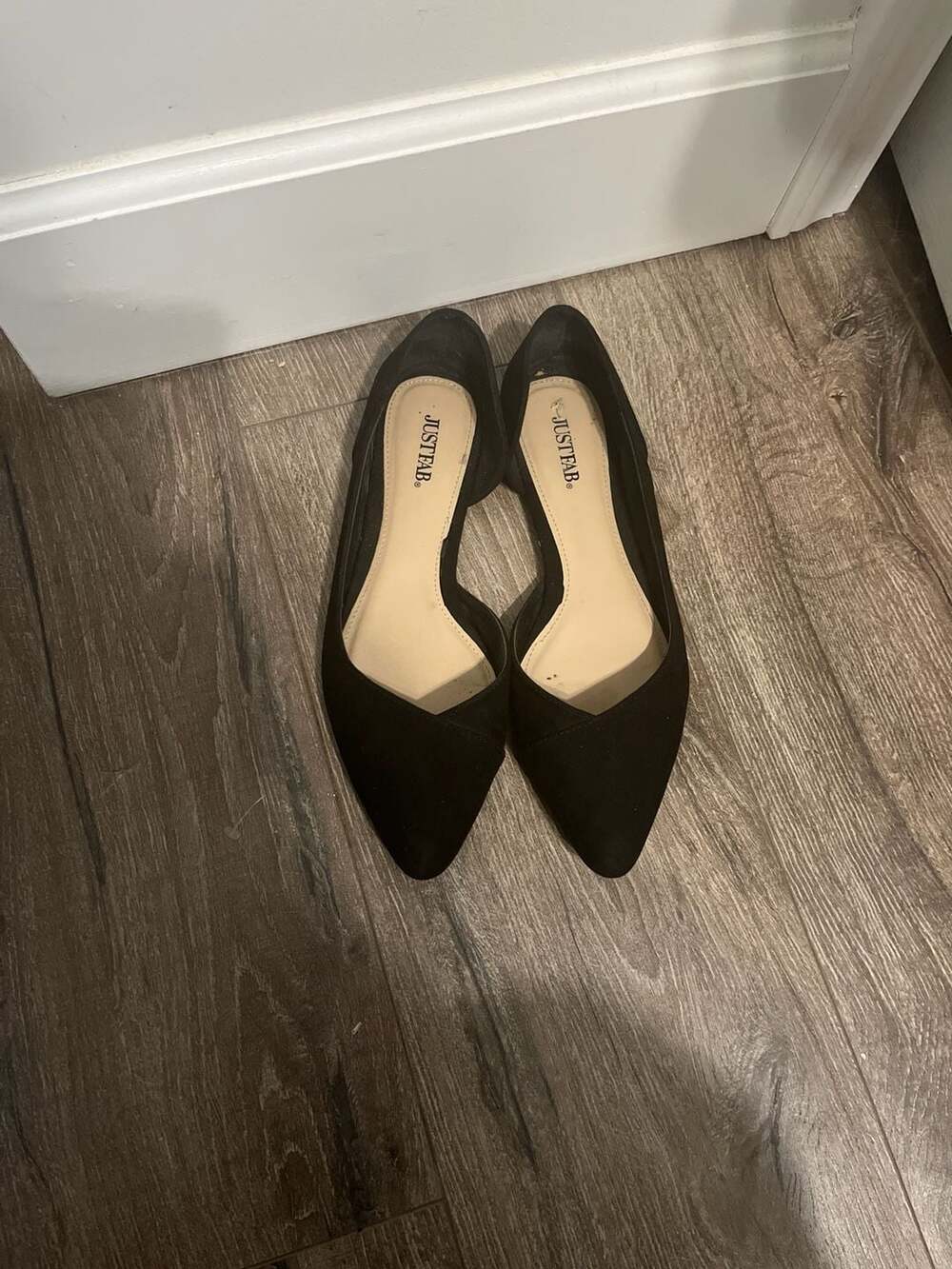 JustFab Niera Black Pointed Toe D'Orsay Flats Size 8.5